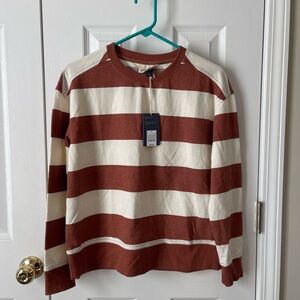 Stripe Crewneck Pullover Sweatshirt